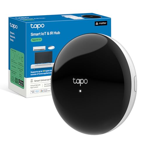 Tapo H110 Smart Hub IR & IoT - Supporta 18 Tipi di Dispositivi, oltre 8000 Marchi, Hub per Sensori Tapo, Controllo Vocale con Alexa/Siri, Compatibile con Matter, Timer, Programmazione, Telecomando - Design e materiali